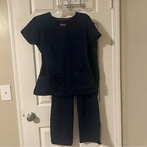 Healing hands Purple Label Yoga Navy Blue Scrub Set